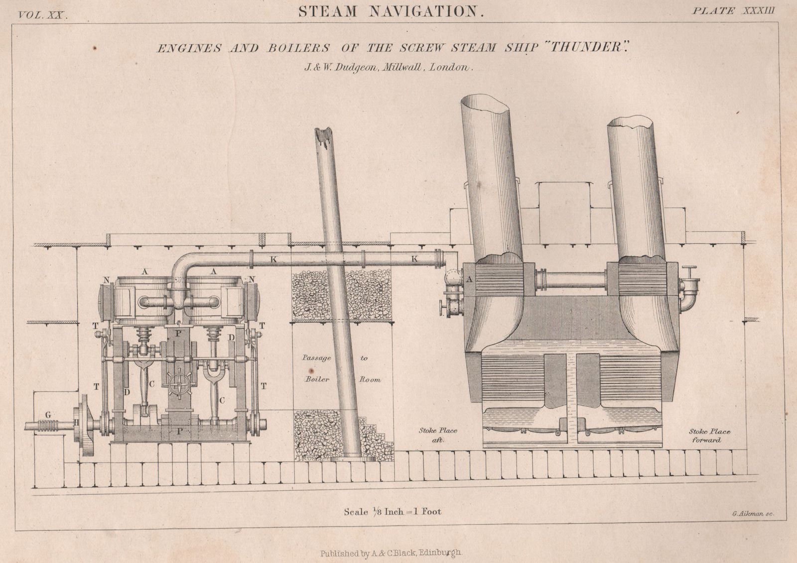 ENGINEERING DRAWING. Engines & Boilers of the Screw Steam Ship